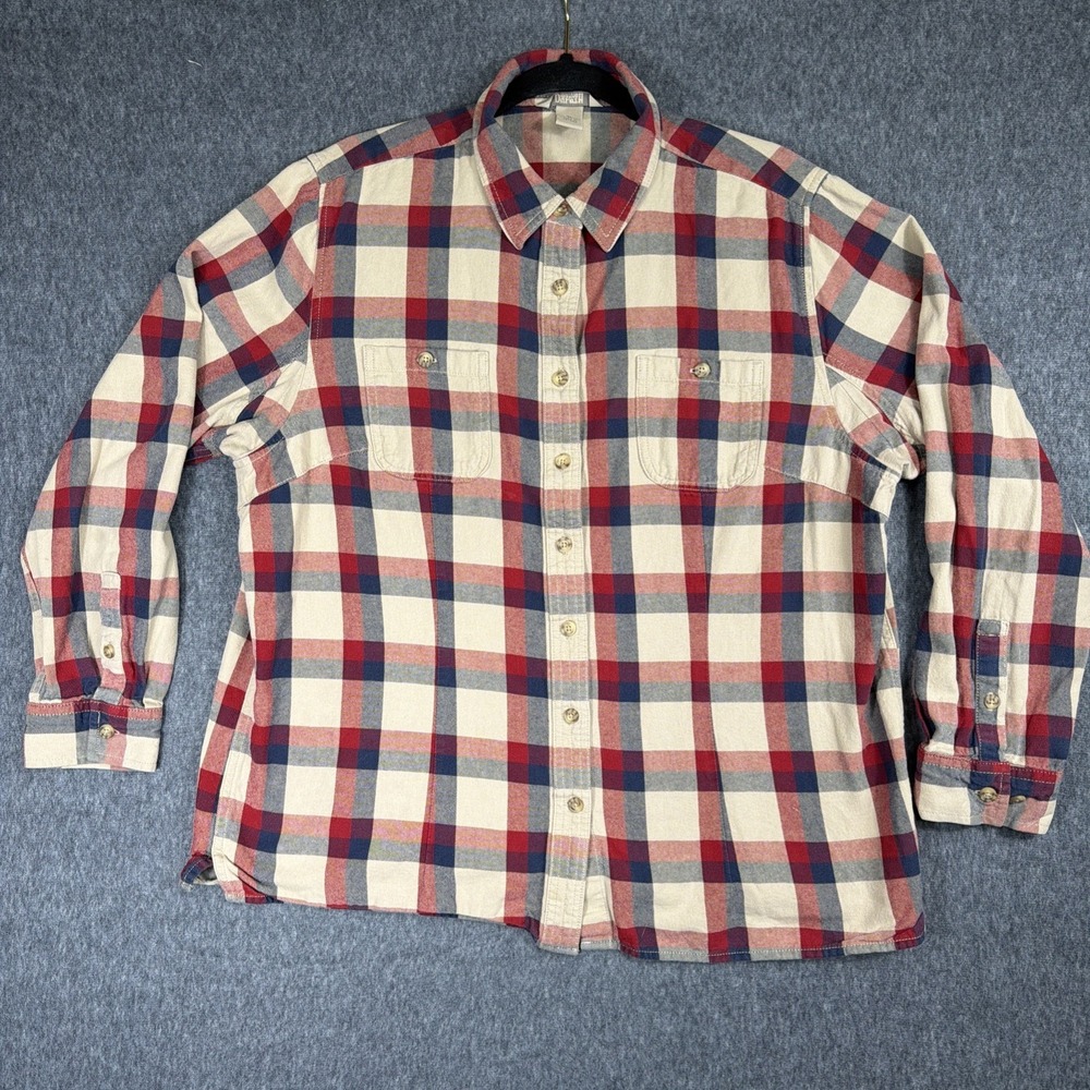 Duluth Shirt Mens XL Plaid Flannel Long Sleeve Cotton Red Blue